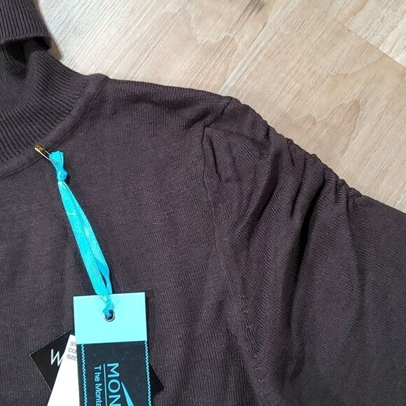 🔹️NWT Montana Company Brown Turtleneck Ruched Shoulder Sweater Large - Picture 4 of 10